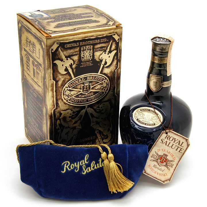 ROYAL SALUTE ロイヤルサルート 21年 1801 ミニボトル 赤、青、緑 3本セット 50ml スコッチウイスキー 洋酒 古酒  箱付き【2742】 - 飲料