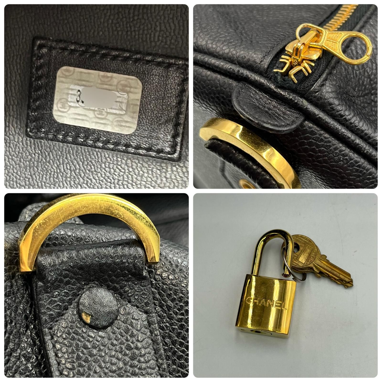 シャネル CHANEL ボストンバッグ ココマーク マットキャビアスキン ブラック レディース DECORATOM_COM_BR