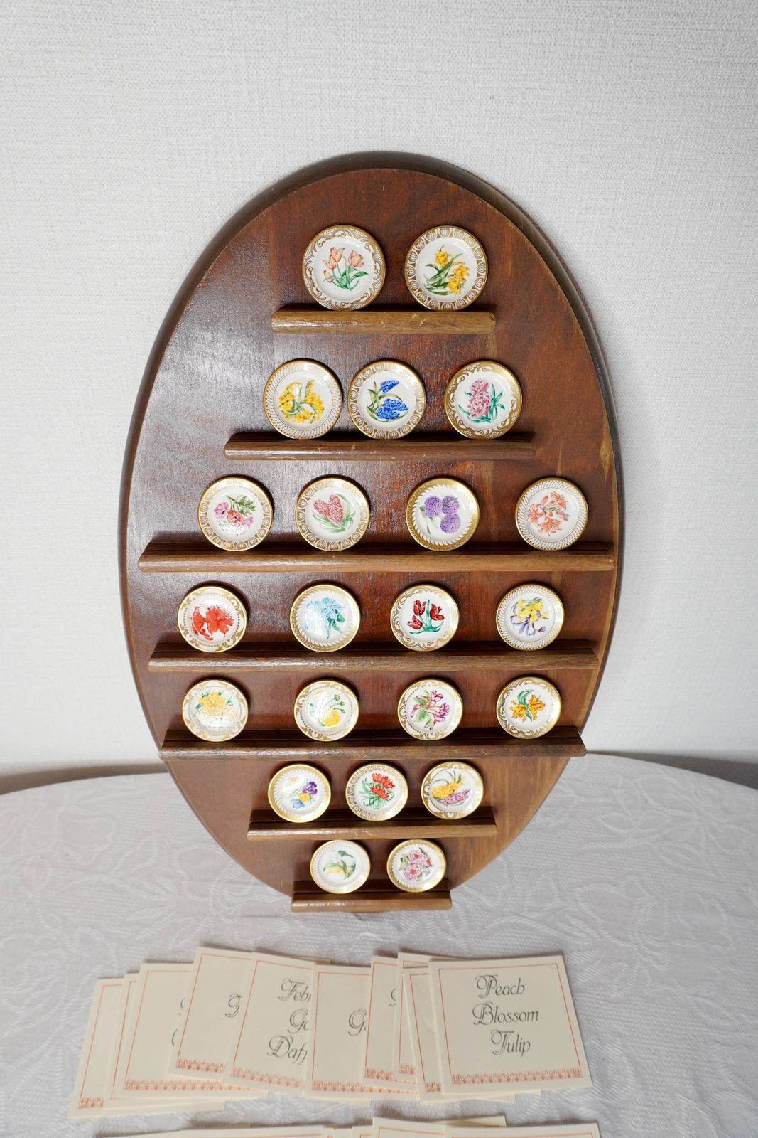 Franklin Mint ROYAL CUTCH オランダの花ミニチュアプレート 木製スタンドセット