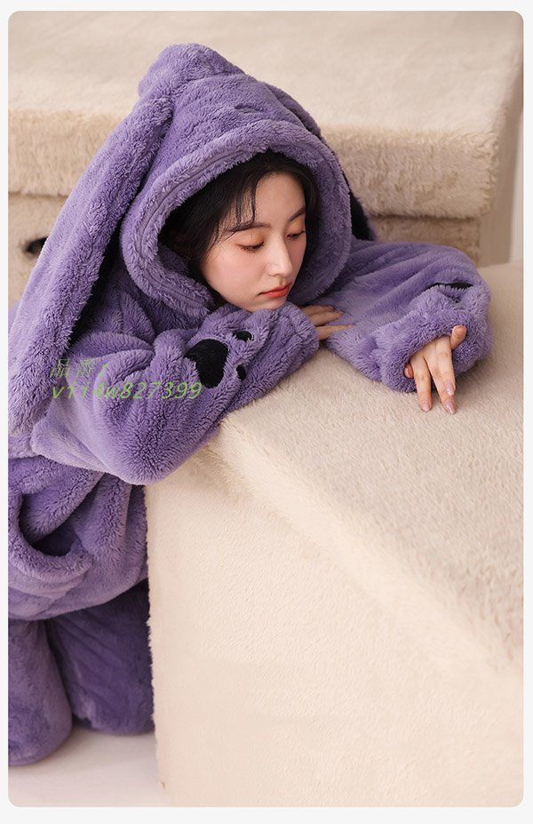 ルームウェア もこもこ 動物 レディース ウサギ耳 着る毛布 長袖 冬 大きいサイズ vii4w827399 DECORATOM_COM_BR