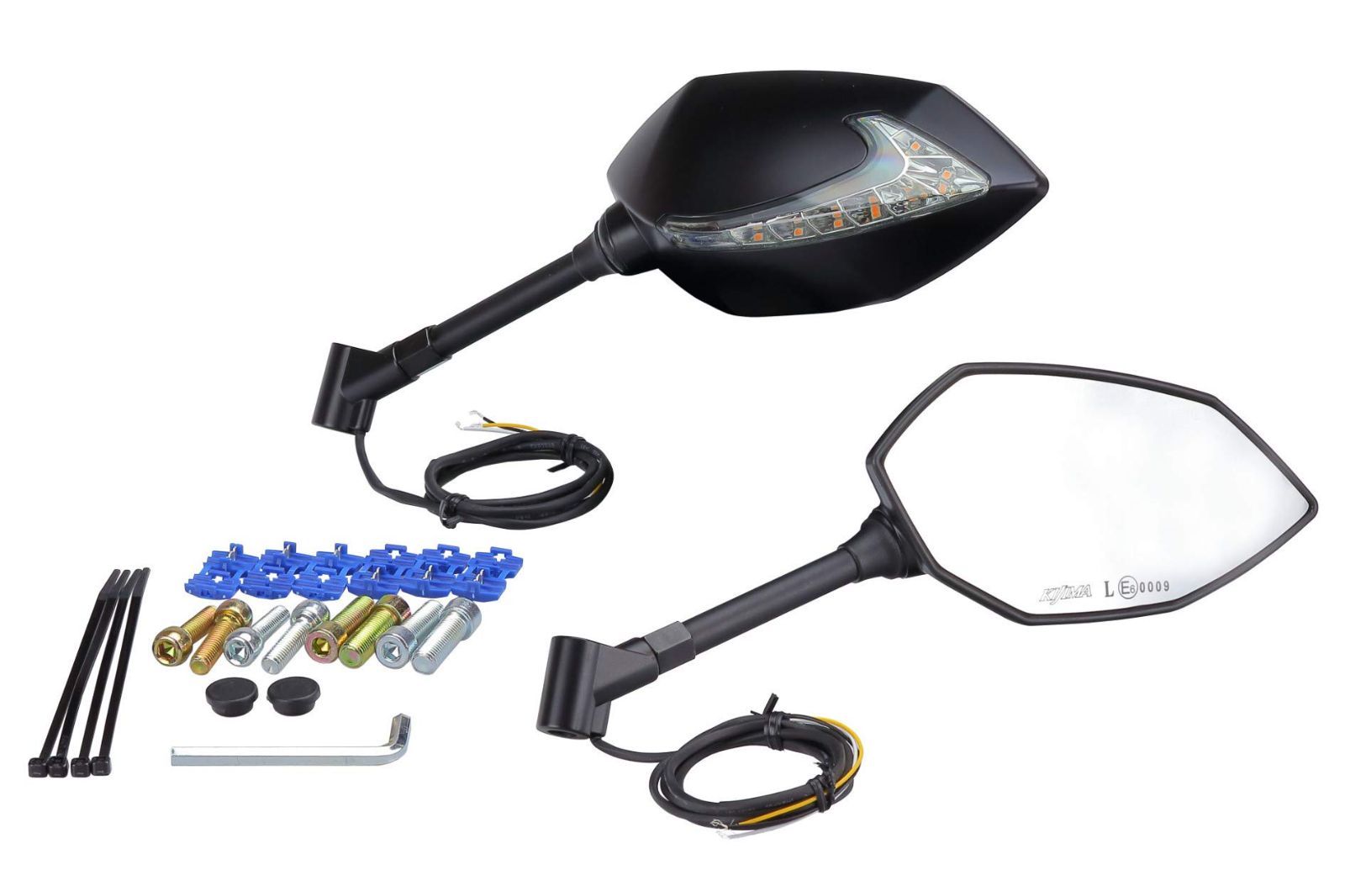 Color:ブラック キジマ(Kijima) バイクパーツ ミラー TECH07 シャフトタイプ 10mmボルト LEDウインカー搭載 シーケンシャル 左右セット ブラック 203-8075