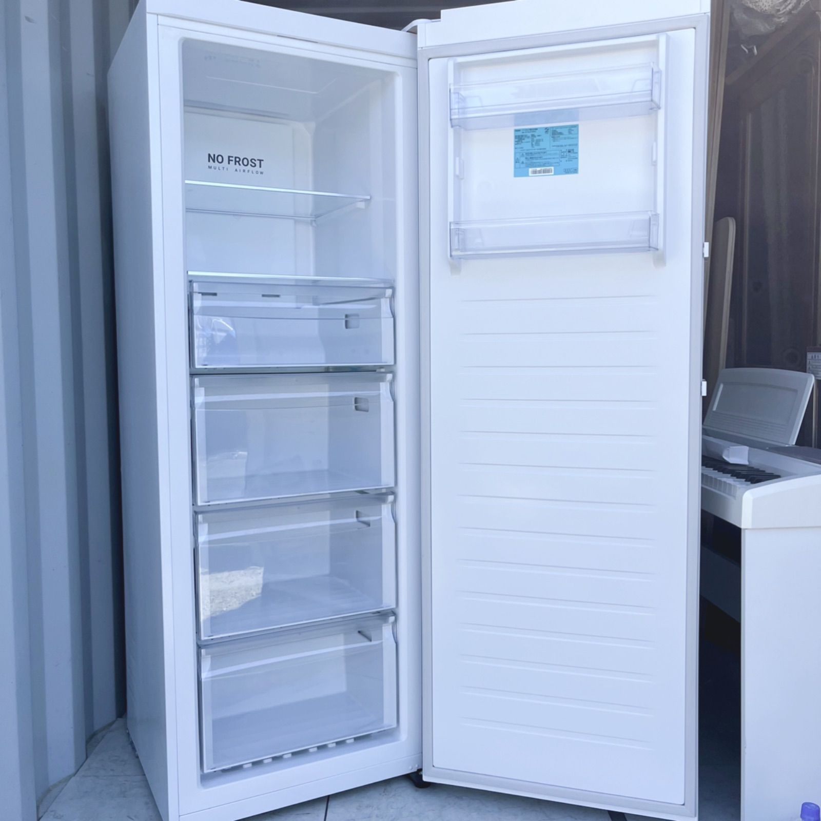 取付無料！タッチパネル搭載クリアホワイト大容量前開きワンドア冷凍庫！洗濯機 取付無料！タッチパネル搭載クリアホワイト大容量前開きワンドア冷凍庫