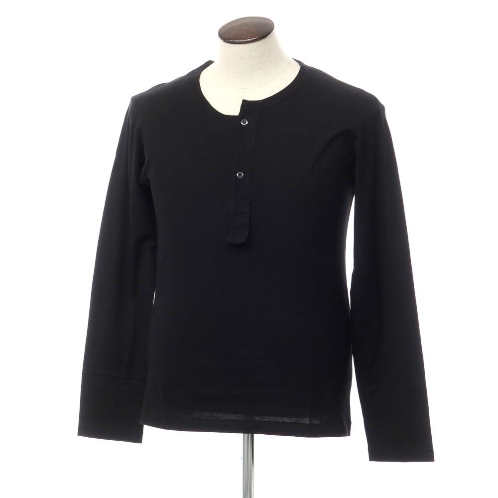【中古】ヨウジヤマモトプールオム Yohji Yamamoto POUR HOMME コットン 長袖 ヘンリーネック Ｔシャツ ブラック【サイズ3】【メンズ】
