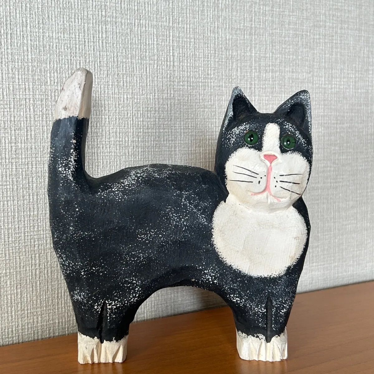 アンティーク】James Haddon アメリカ木彫作家 猫の置物 白毛 フランス