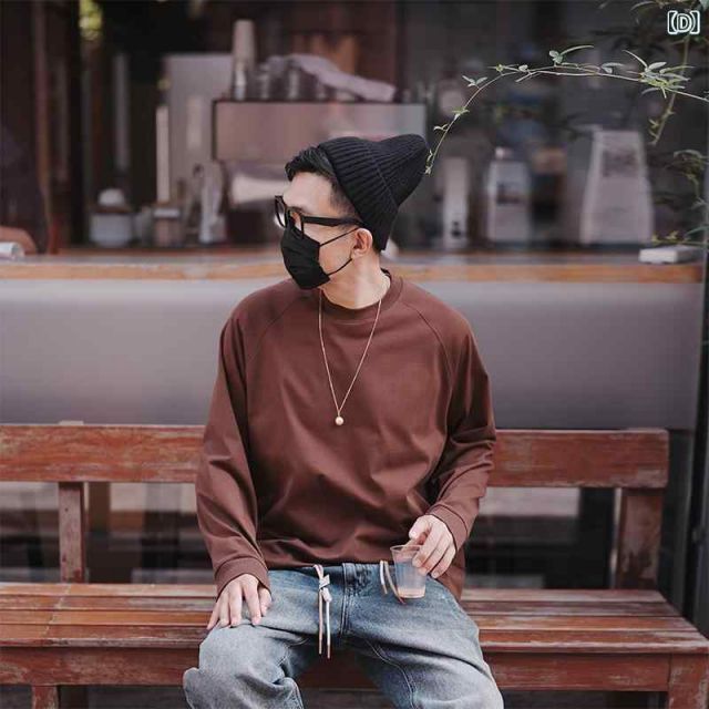 [M]メンズ ファッション 服 男性用 オシャレ シンプル 大人 かっこいい 大きいサイズ ストリート 紳士服 厚手 綿 レトロ 白 長袖 T シャツ 春秋 カジュアル 無地 ラウンドネック シャツ