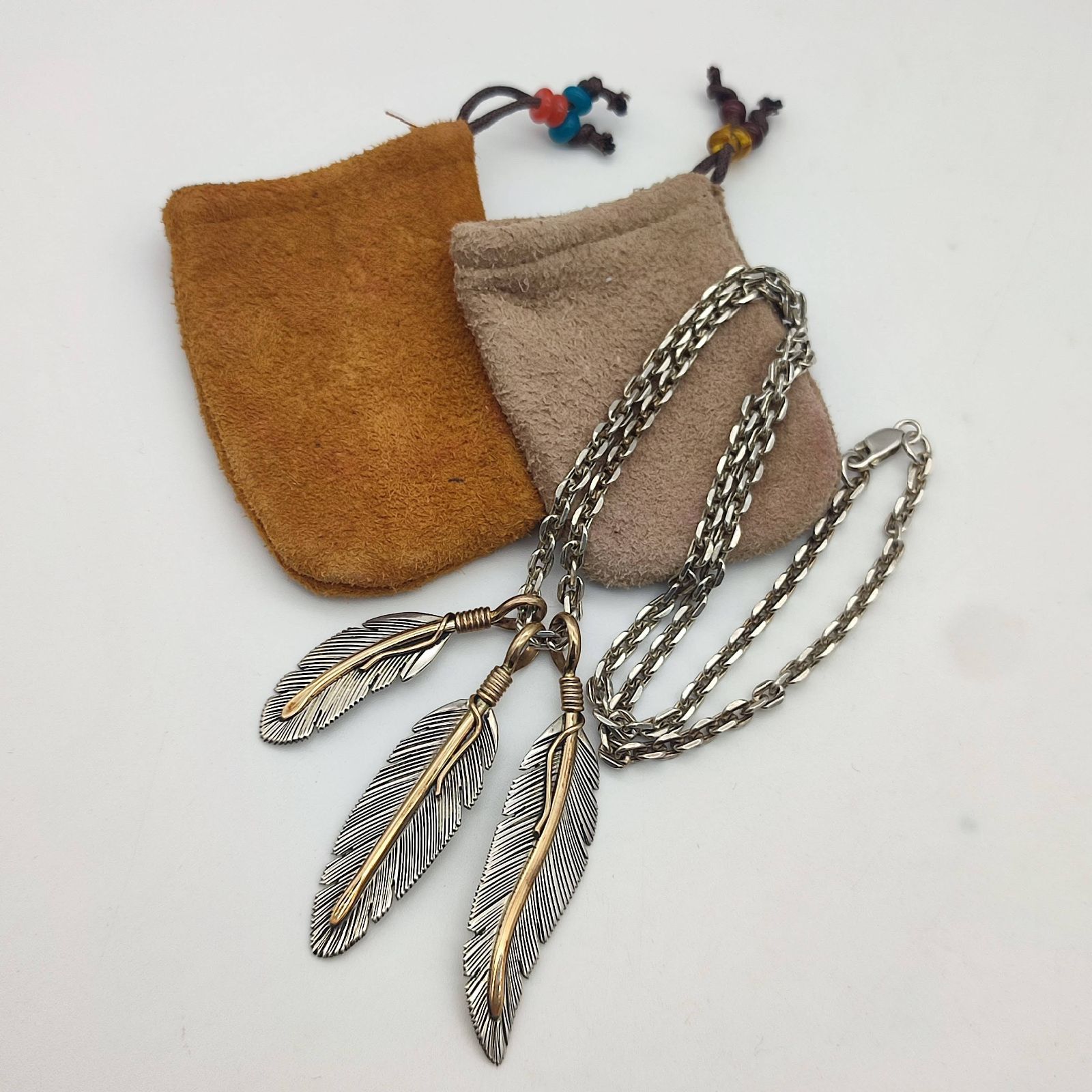 美品】 Harvey Mace ハーヴィーメイス シルバーフェザーネックレス 3連