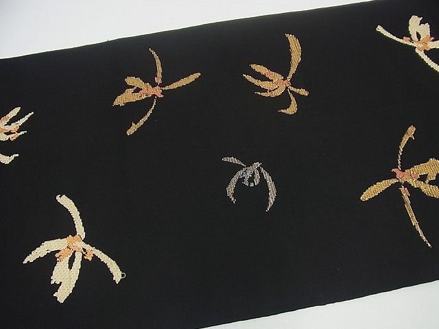 平和屋本店□最高級 龍村平蔵製 本袋帯 季繭錦 黒地 金銀糸 逸品3s2524  