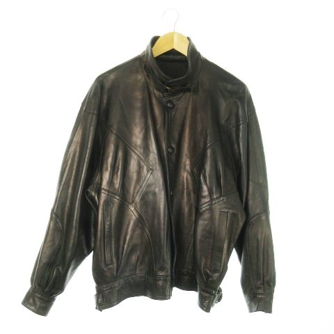 THIERPHIL レザージャケット 革ジャン ラムレザー 本革 スタンドカラー ベルト メタリック 茶 ブラウン |AO2 GY18