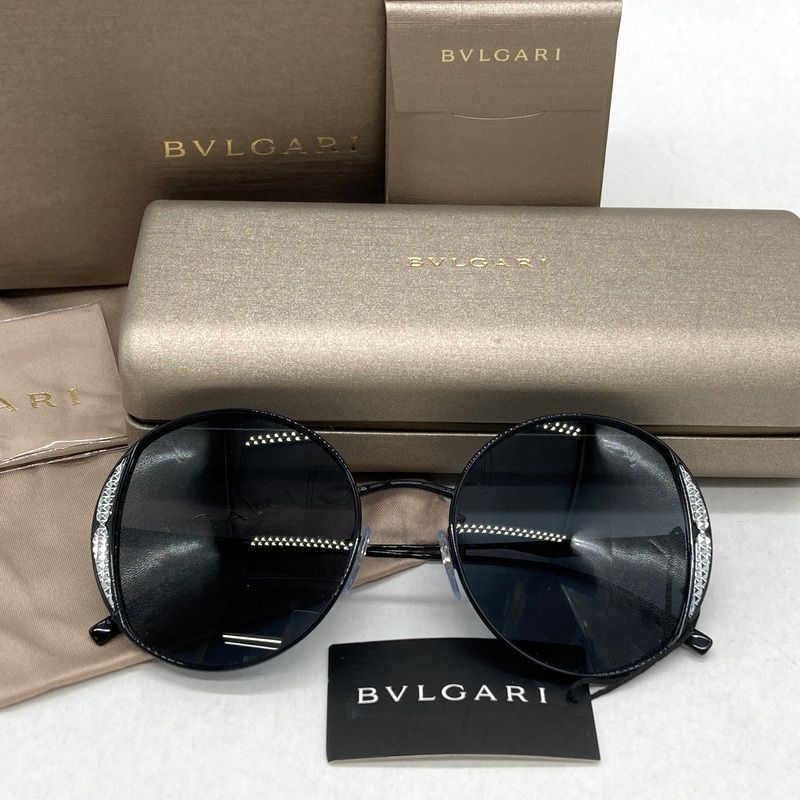 BVLGARI ブルガリ サングラス BV6169 ラウンド フルリム アイウェア 眼鏡 き レディース 53□20 140 ブラック 服飾小物 B14912◆