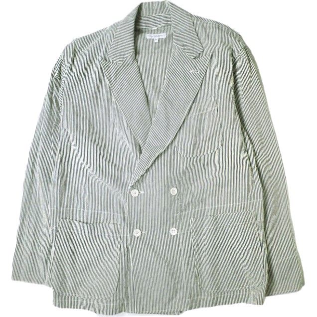 Engineered Garments エンジニアードガーメンツ アメリカ製 DLS Jacket - Seersucker St. ダブルジャケット シアサッカーストライプ S NAVY/WHITE アウター g19275