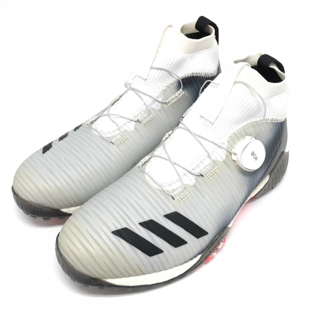 【美品】アディダス ゴルフシューズ グレー×黒 FW4992 コードカオス BOA スパイクレス  メンズ 26.5 ゴルフウェア adidas