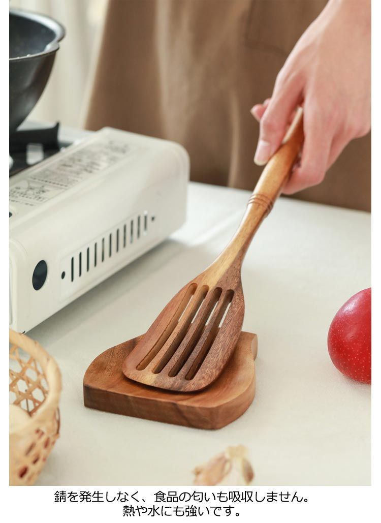 木製 スプーン 調理器具ツール 天然木 へら 収納容器付 6点