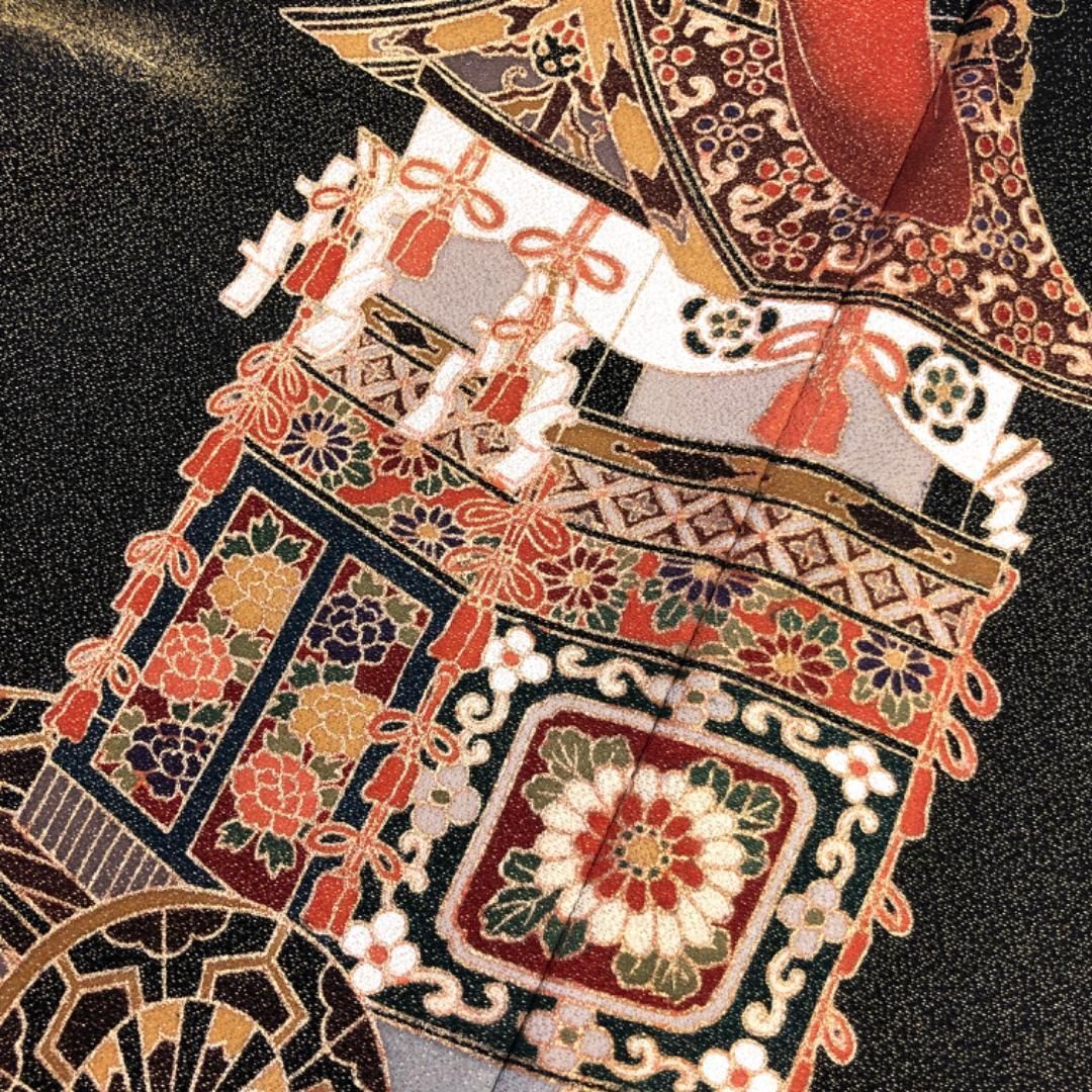 黒留袖 作家物 鉾 花草模様 金彩 黒色 K-5184 黒留袖 作家物 鉾 花草模様 金彩 黒色 K-5184 - メルカリ