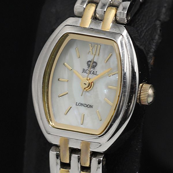 稼働 良品 ロイヤル QZ RL-2344 ホワイトシェル文字盤 トノー型