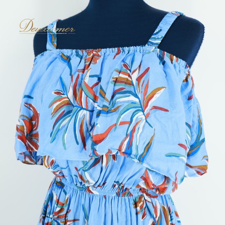 美品 フラダンス衣装】TAHITI IMPORTS 水色 ドレス ワンピース 送料