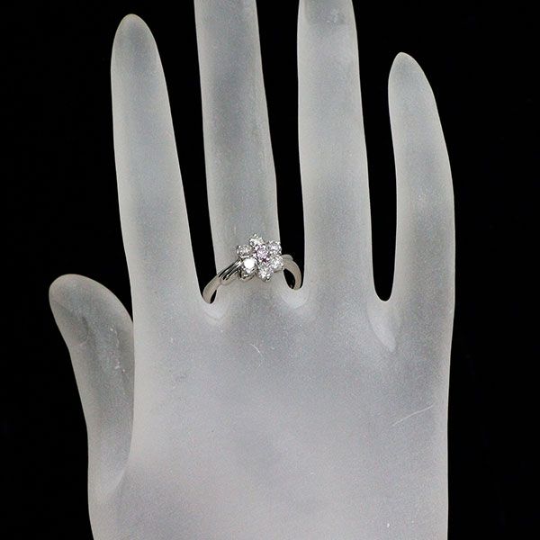 希少☆Pt900 天然ピンク&クリアダイヤモンド リング ソーティング有 13号