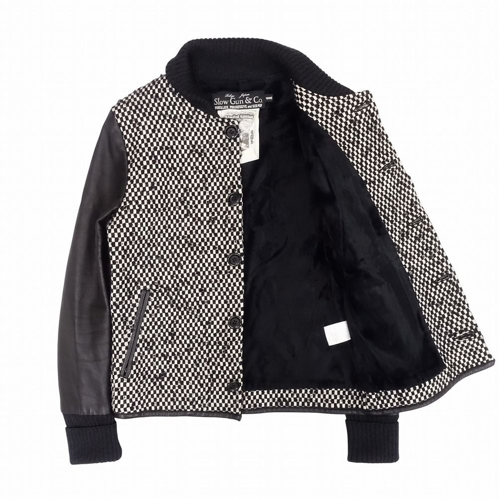 SlowGun＆Co スロウガン チェッカー柄 スタジャン ラムレザー