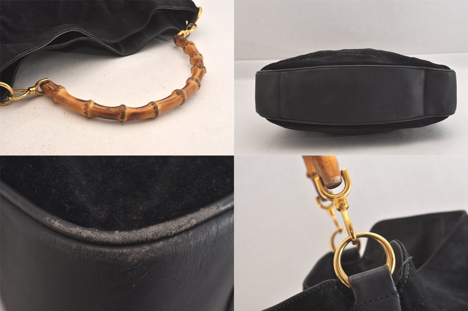 GUCCI グッチ バンブー ショルダーハンドバッグ スエード レザー