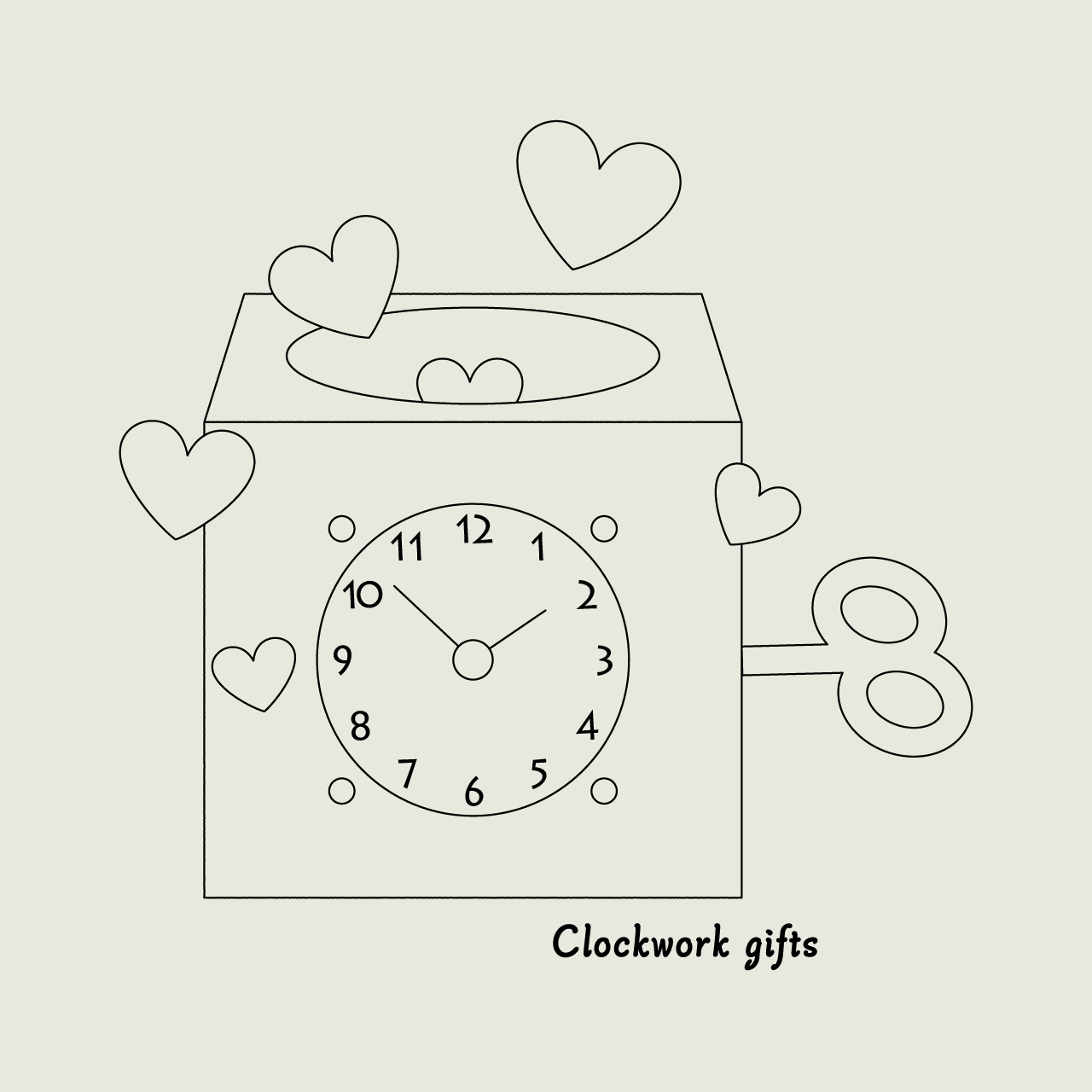 グラフィックロングTシャツ　Clockwork gifts White -Long-