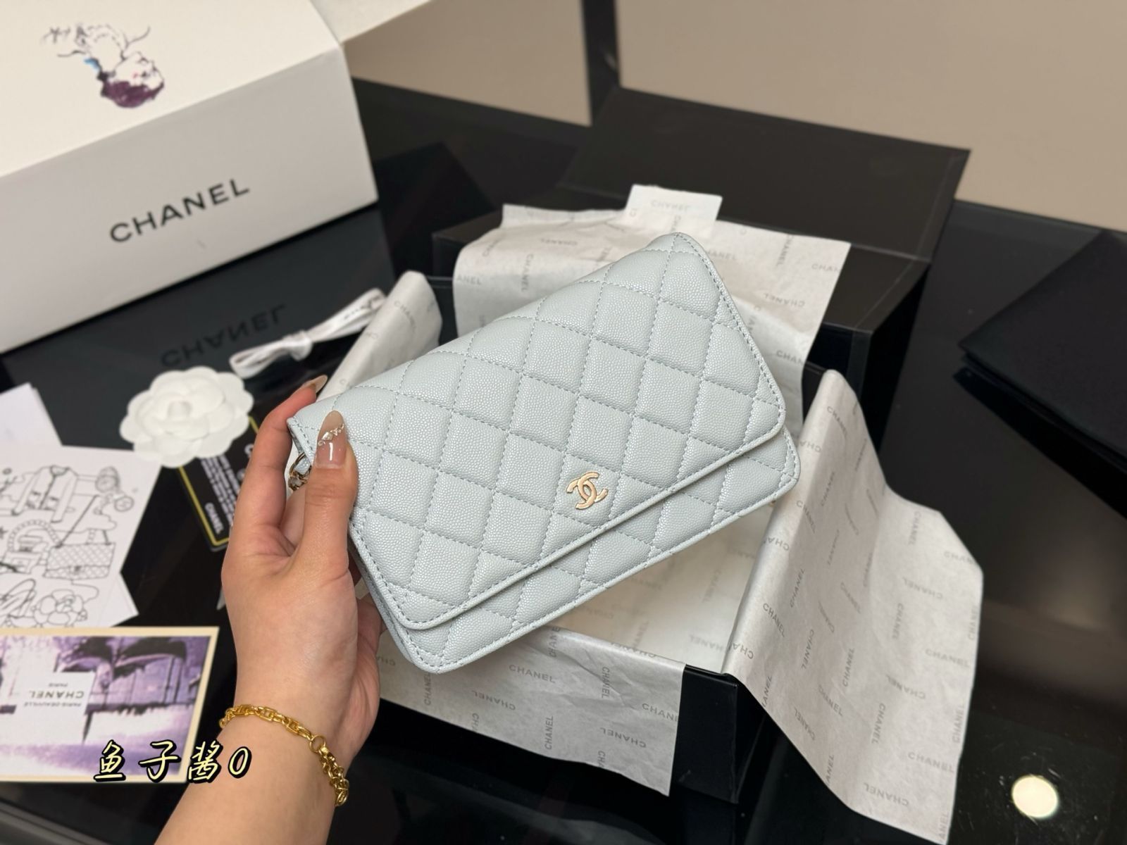 CHANEL バッグ Chanel Black Denim Small Classic Double Flap Shoulder Bag