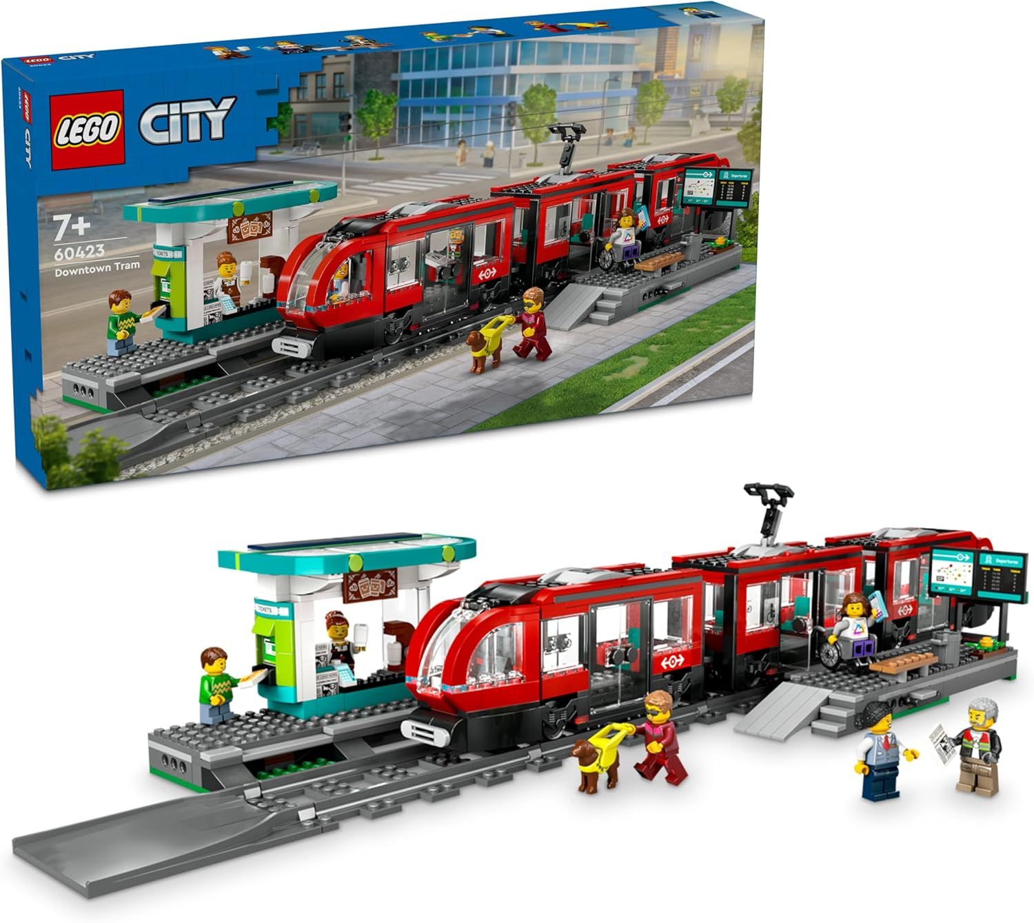 レゴ(LEGO) シティ ダウンタウン路面電車と停留所 おもちゃ 玩具 誕生日 プレゼント ブロック 男の子 女の子 子供 7歳 8歳 9歳 小学生 電車 乗り物 60423