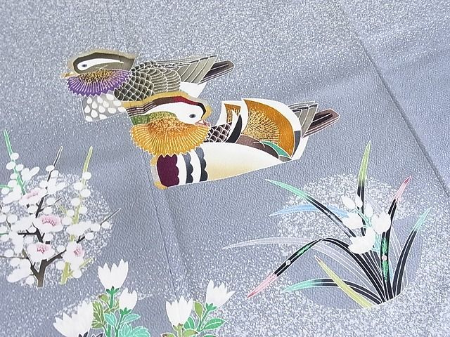 平和屋-こころ店□極上 人間国宝・羽田登喜男 訪問着 鴛鴦 7羽 たたき