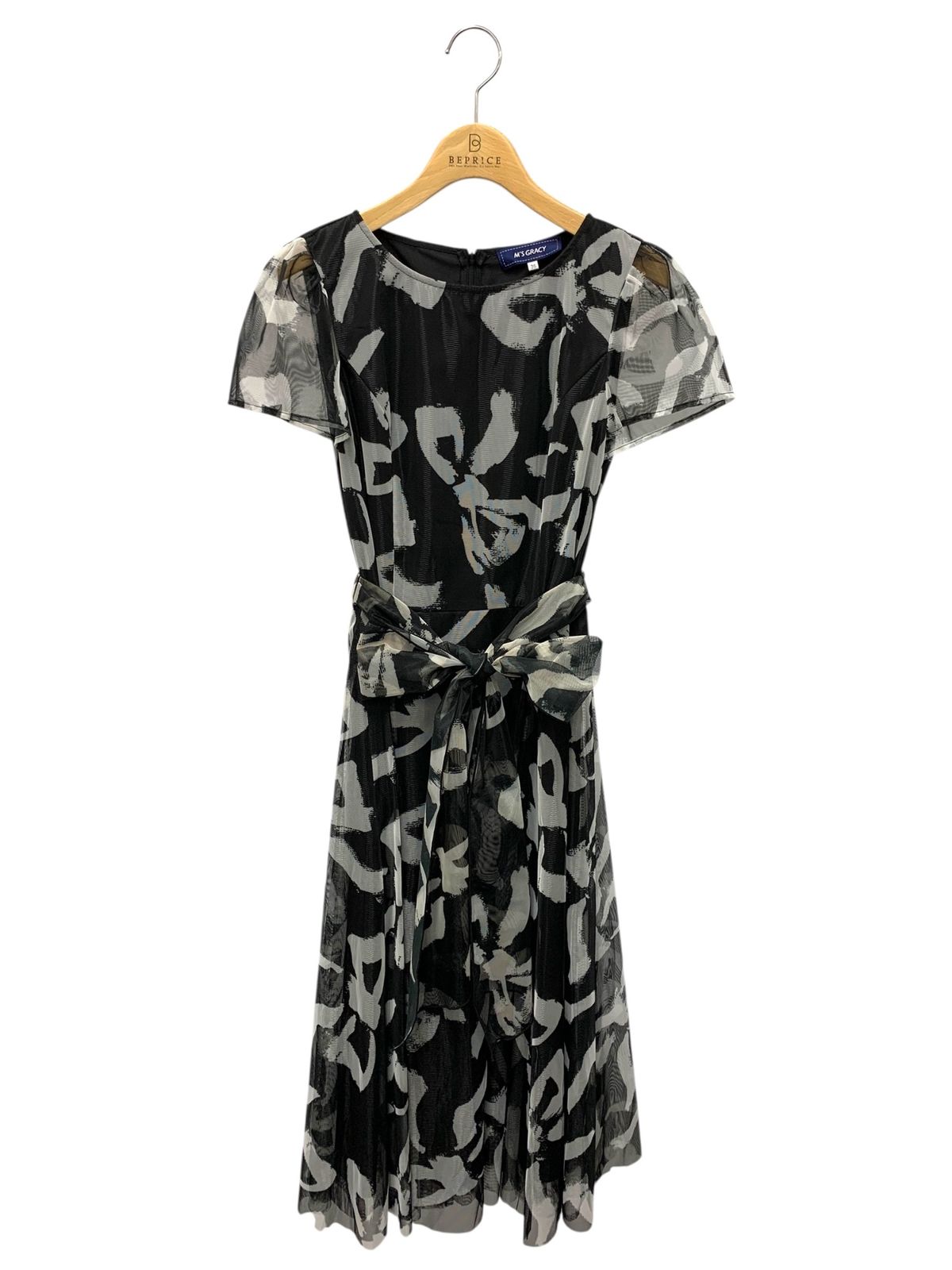 エムズグレイシー 511110 ワンピース 36 ブラック フラワー チュール ITFSTDUSZYOG