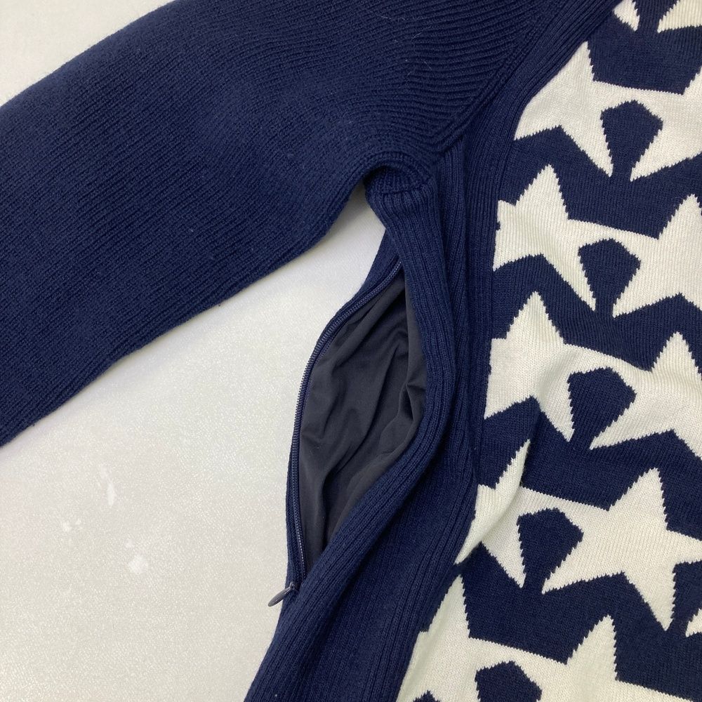 パーリーゲイツ　星　スター　ネイビー　裏地付き　ニット　セーター　0サイズ パーリーゲイツ 星 スター ネイビー 裏地付き ニット セーター 0サイズ