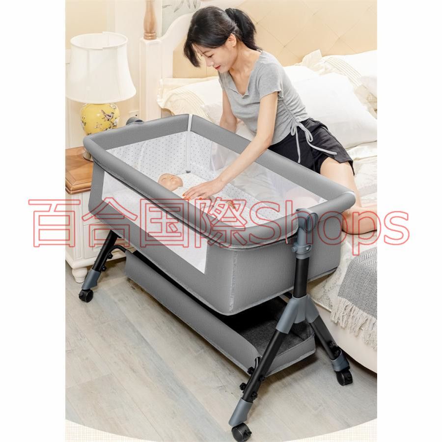 ベビーベッド 折りたたみ 添い寝 高さ調整3段階 マットレス付 収納