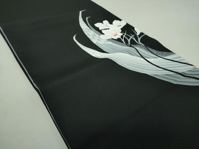平和屋着物○創作 両面 太鼓柄袋帯 花鳥文 黒地 正絹 逸品 DAAS3539ps