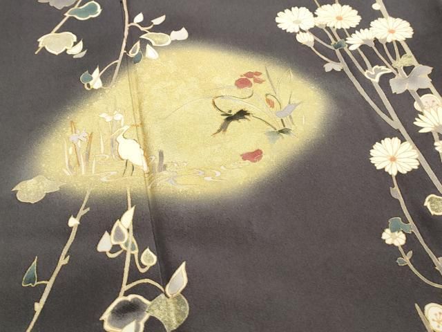 平和屋着物●訪問着　駒刺繍　鷺草花文　蛍暈し　金彩　高島屋金ラベル　正絹　逸品　CAAS0079th 平和屋着物○訪問着 駒刺繍 鷺草花文 蛍暈し 金彩 高島屋金ラベル 正絹