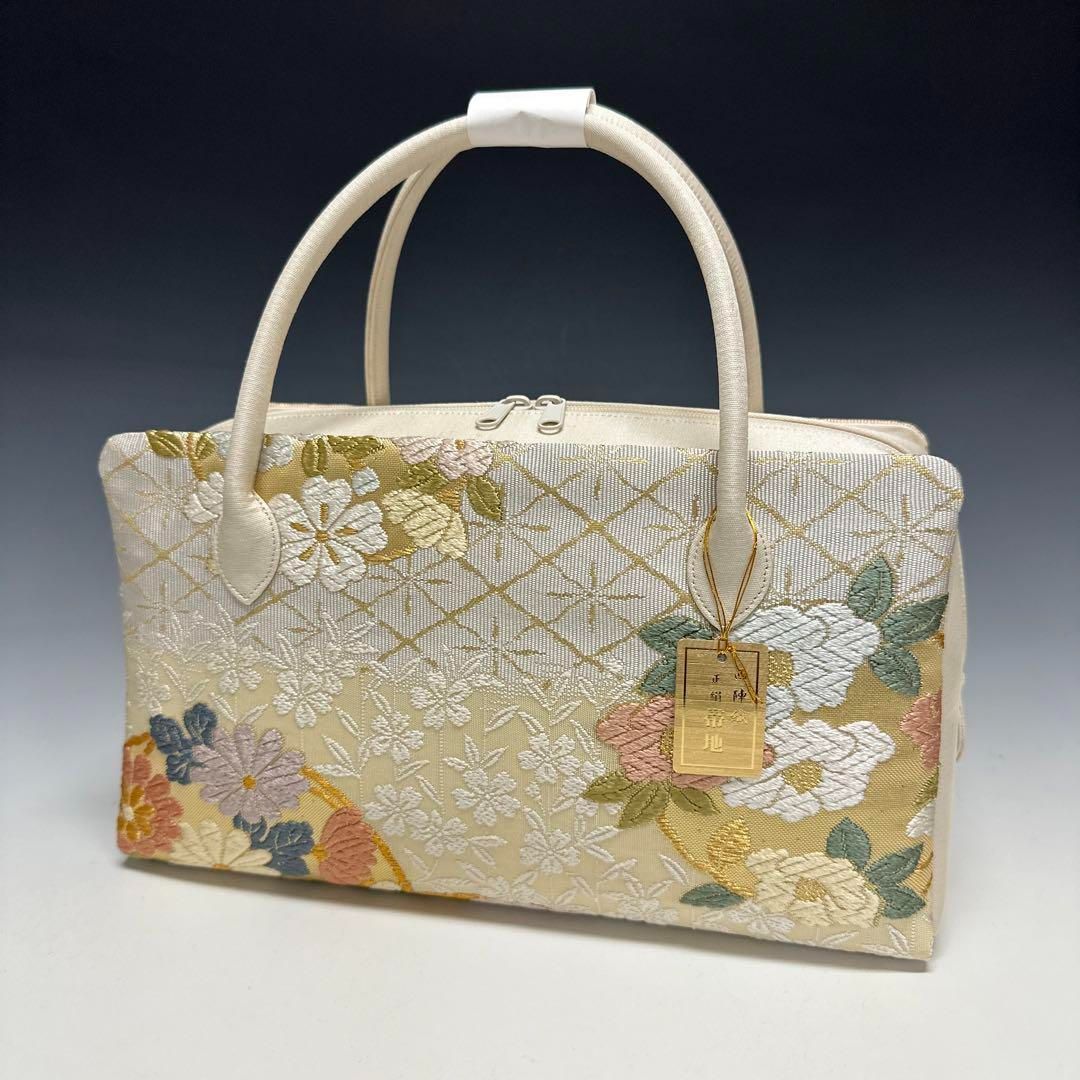 新品未使用 ！！特別セール！！京都 西陣 正絹 唐織 帯使用 利休バッグ