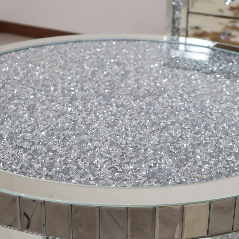 ミラー家具 リビングテーブル 90cm 円形 ローテーブル シルバー