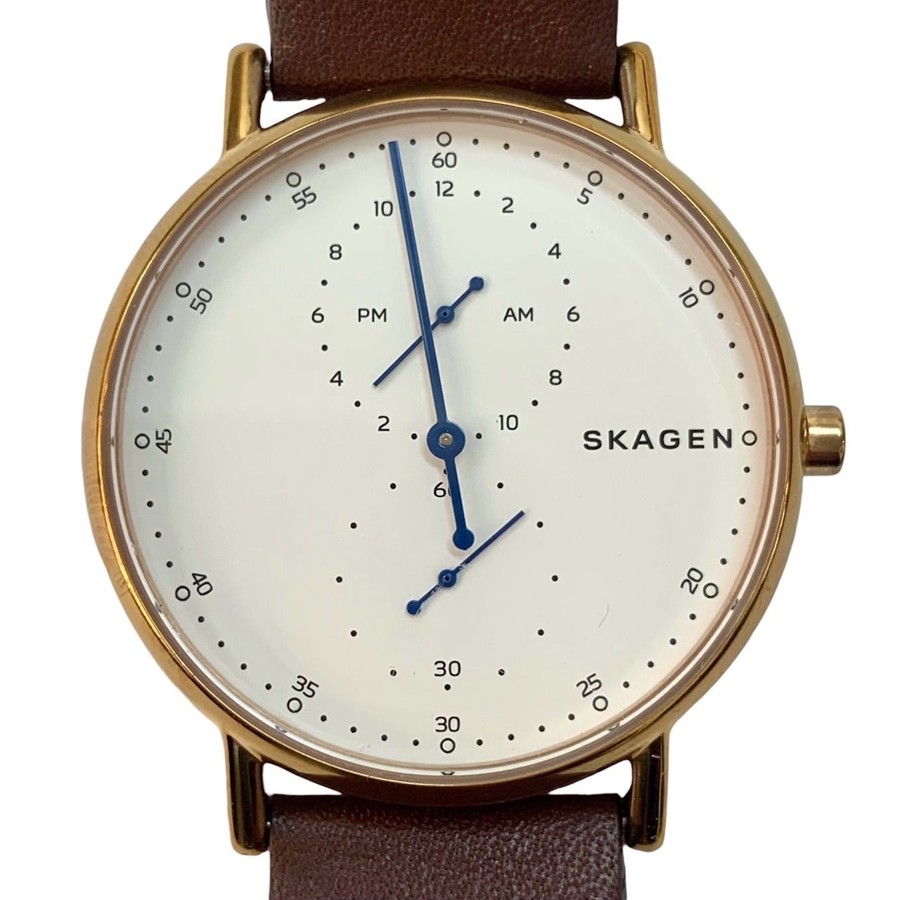 上美品⭐️SKAGEN SKW6390】 デンマークの秀逸なデザイン 大きく長い分針 時間と秒を示す上下のサブダイアル  珍しい時間表示が見ていても楽しい 誰かに見せても話題性バツグンです （AYA） - メルカリ