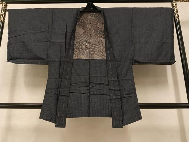 平和屋着物●男性　紬　アンサンブル　濃紺色　正絹　逸品　AAAY6305ph 平和屋着物○男性 紬 アンサンブル 濃紺色 正絹 逸品 AAAY6305ph 平和