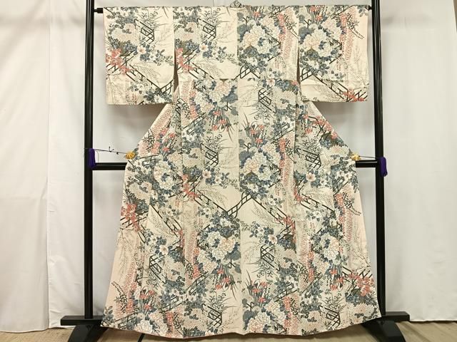 平和屋着物●上質な小紋　草花文　正絹　逸品　未使用　DAAW5013ud 平和屋着物○上質な小紋 草花文 正絹 逸品 未使用 DAAW5013ud