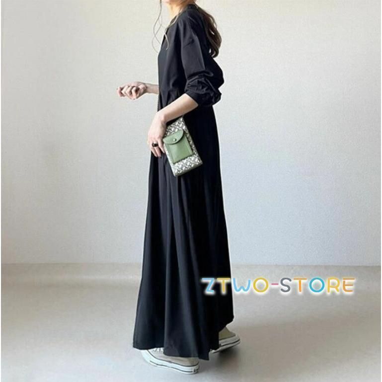 無地 シャツワンピース