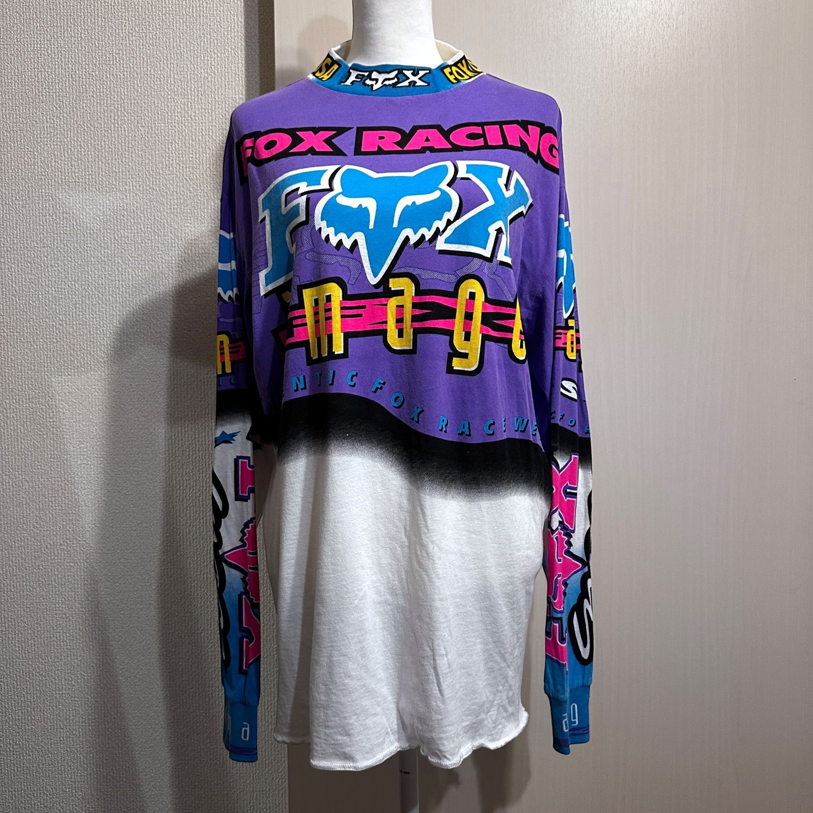 90s FOX Racing モトクロス Tシャツ 紫 Lサイズ HR0277