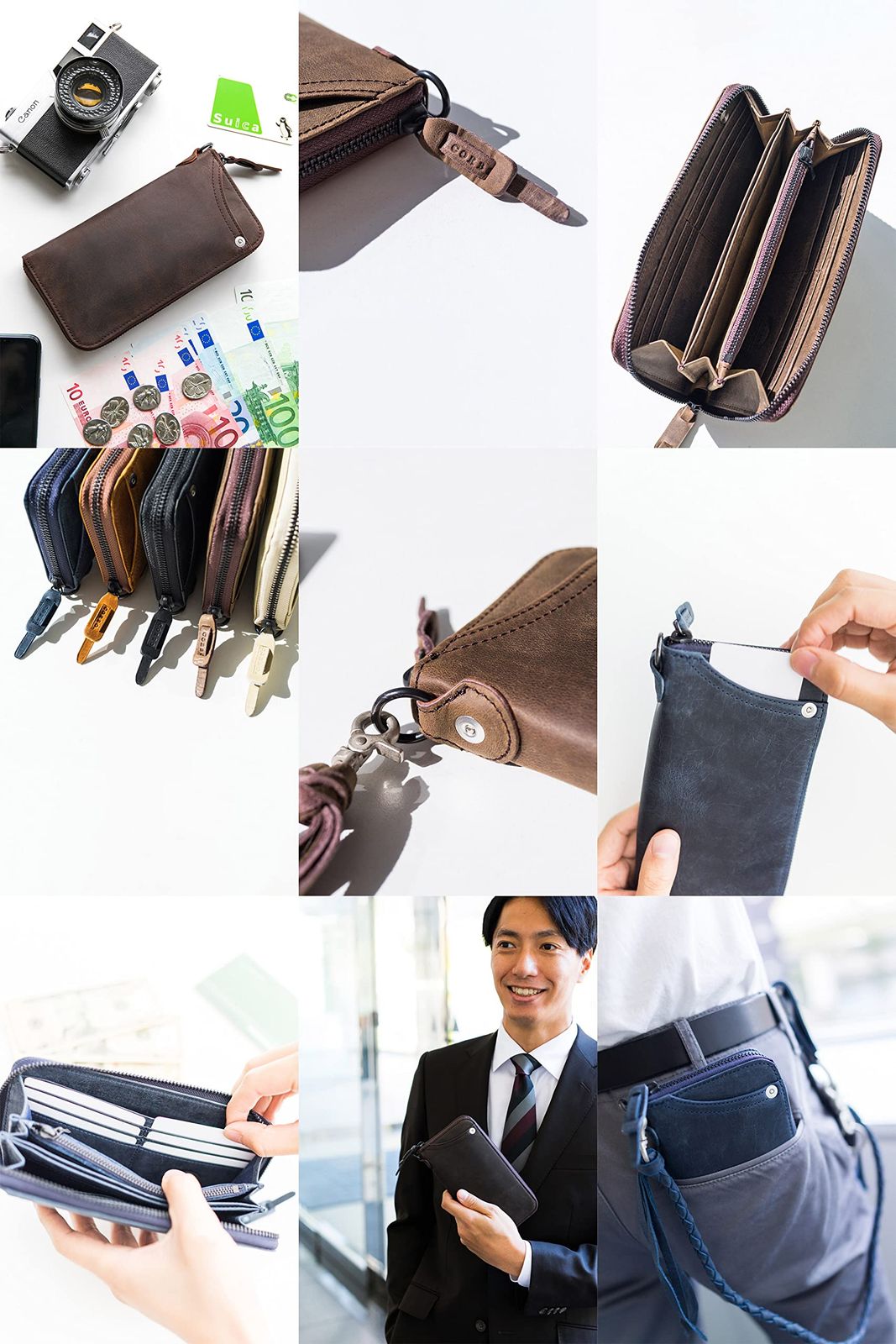 コルボ 長財布 ラウンドファスナー メンズ ネイビー CO-8 JF-9980-NV