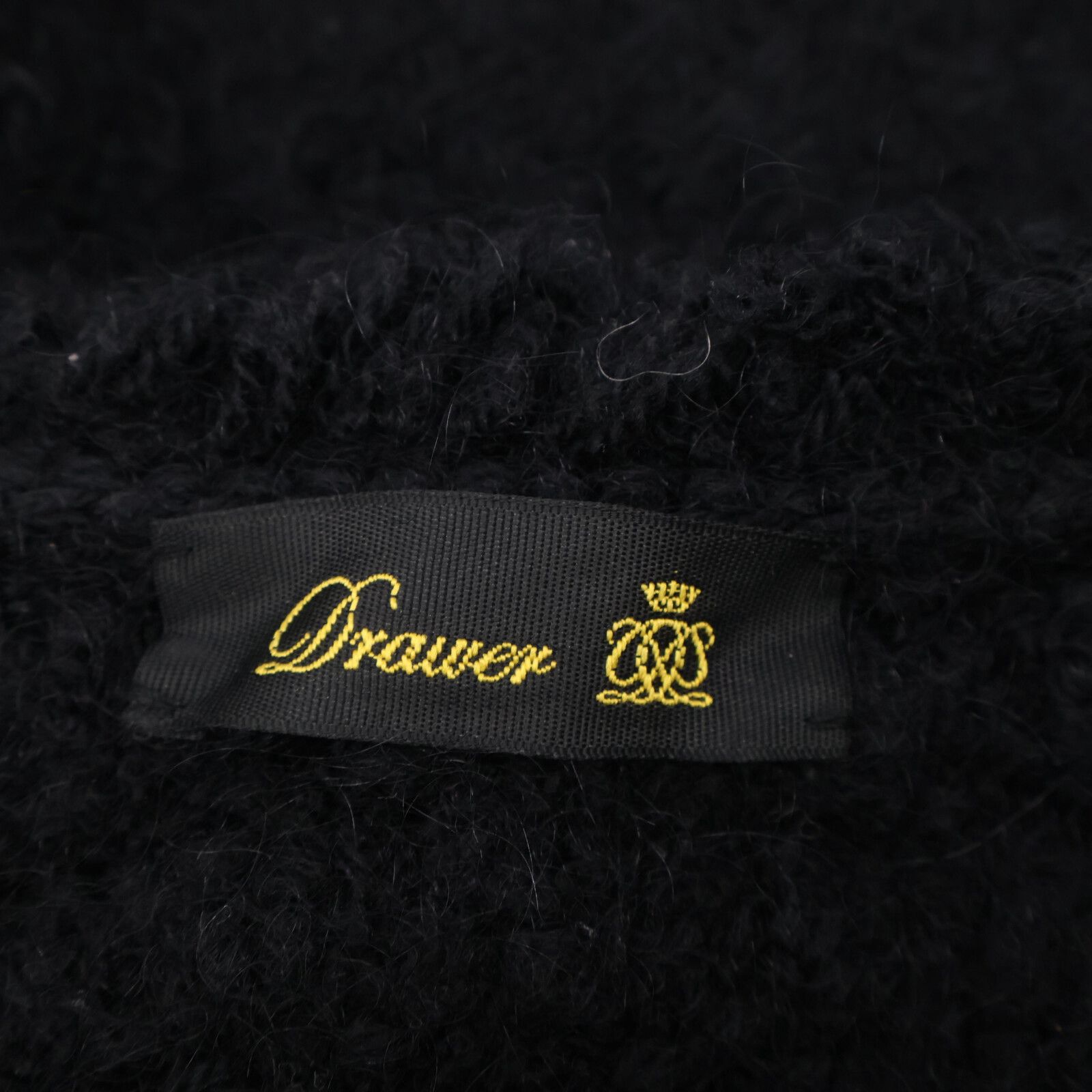 DRAWER FALL1 3Gツイードノーカラーニットジャケット黒