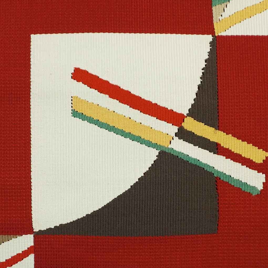 名古屋帯 幅30cm 長さ369cm レディース 抽象柄 秋冬春用 正絹 シルク レッド リメイク リユース リサイクル 呉服のきくや