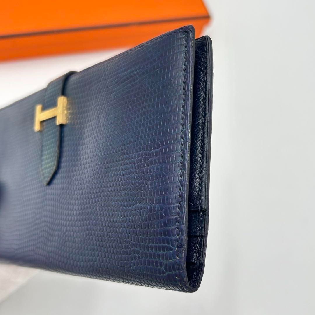 HERMESベアンリザード二つ折り長財布