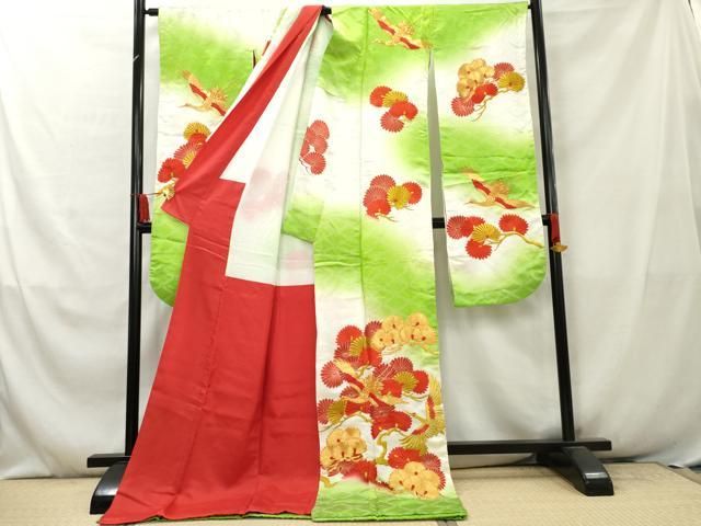 平和屋着物●お引きずり・お引き摺り・引き振袖 和装 結婚式 舞妓 芸妓 芸者 衣装 駒刺繍 飛鶴松文 暈し染め 金彩 金糸 逸品 AABA6158cs 平和屋着物○お引きずり・お引き摺り・引き振袖 和装 結婚式 舞妓 芸妓