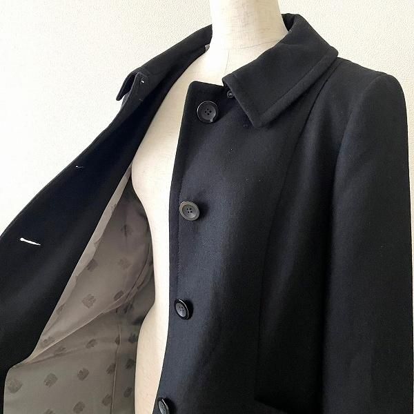 wnc アクアスキュータム Aquascutum コート 黒 カシミヤ混 レディース