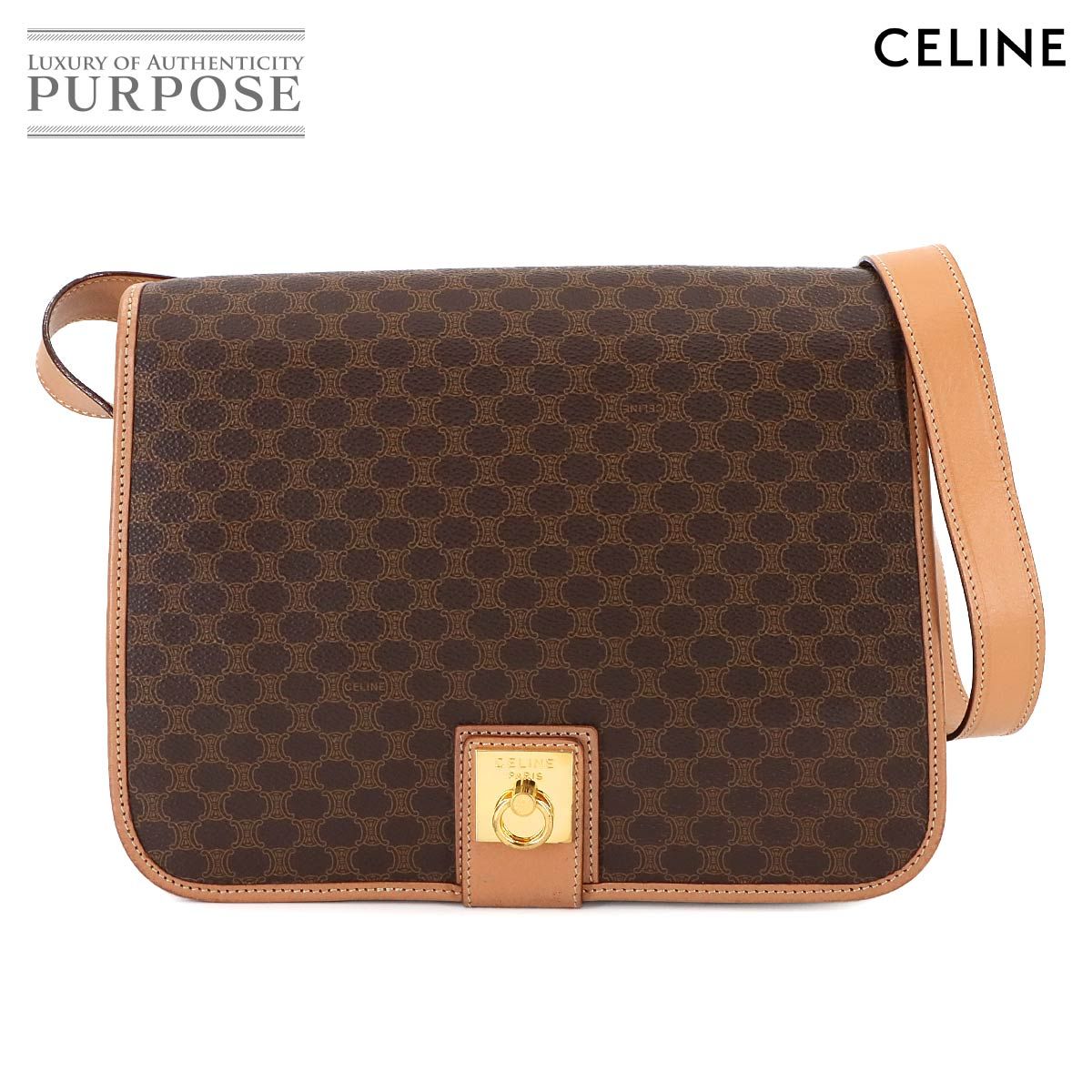 ⭐︎お値下げ【セリーヌ】ショルダーバッグ　マカダム　PVC レザーブラウン 新品同様 セリーヌ CELINE マカダム ショルダー バッグ PVC
