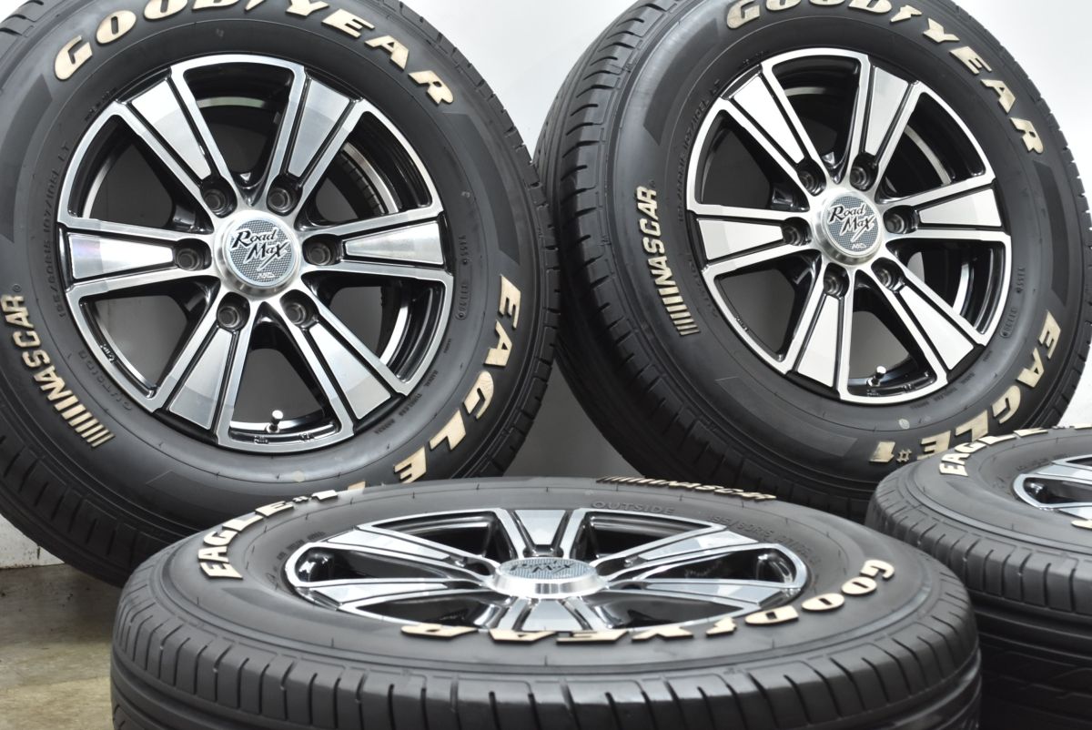 バリ溝 ROAD MAX 15in 5.5J 45 PCD139.7 グッドイヤー イーグル 1 ナスカー 195 80R15 LT NV350 キャラバン ホワイトレター