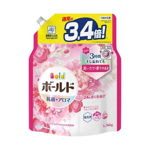 まとめ P＆Gボールドジェル 華やか ブロッサムの香り つめかえ用 超ジャンボサイズ 1.36kg 1パック ×5セット