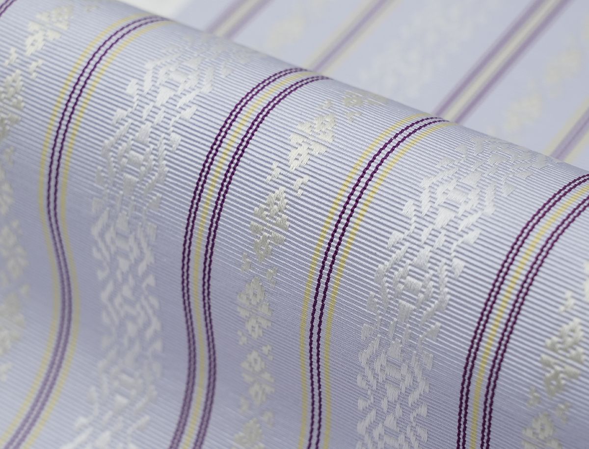 新品 博多織 【長尺】単衣半幅帯 浴衣帯 暁鼠 五本献上柄 帯端