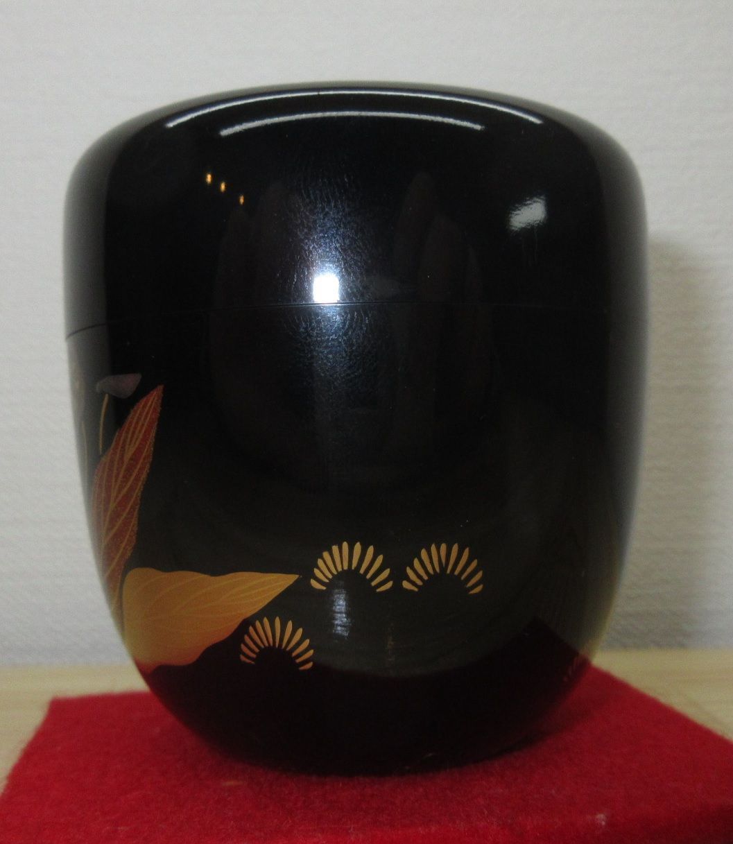 逢絢亭】茶道具 棗 紫寿茶器 京塗 藤蒔絵 表千家書付 初瀬川柳庵 共