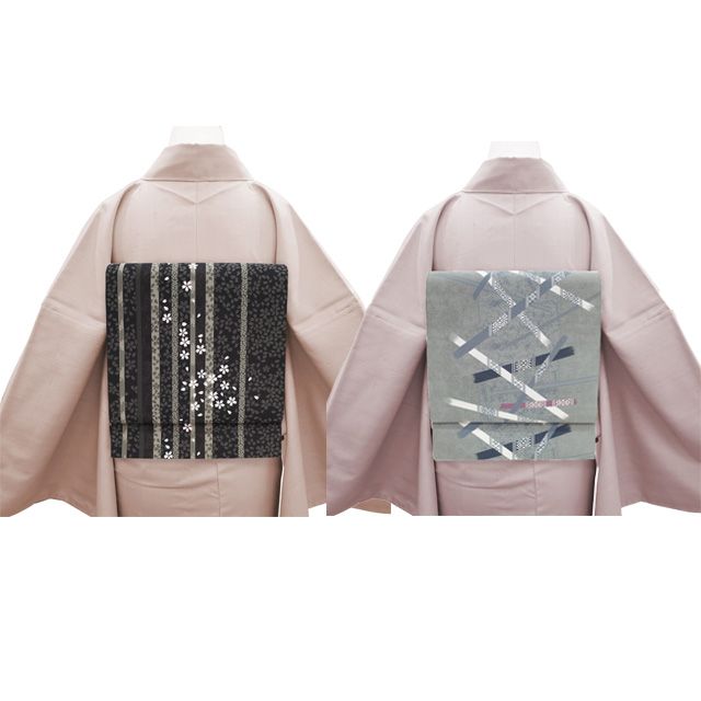 【中古品☆正絹】美品！本場筑前！博多織　半幅帯　リバーシブル 中古】 袋帯 本場筑前博多織 リバーシブル リサイクル 両面 全通
